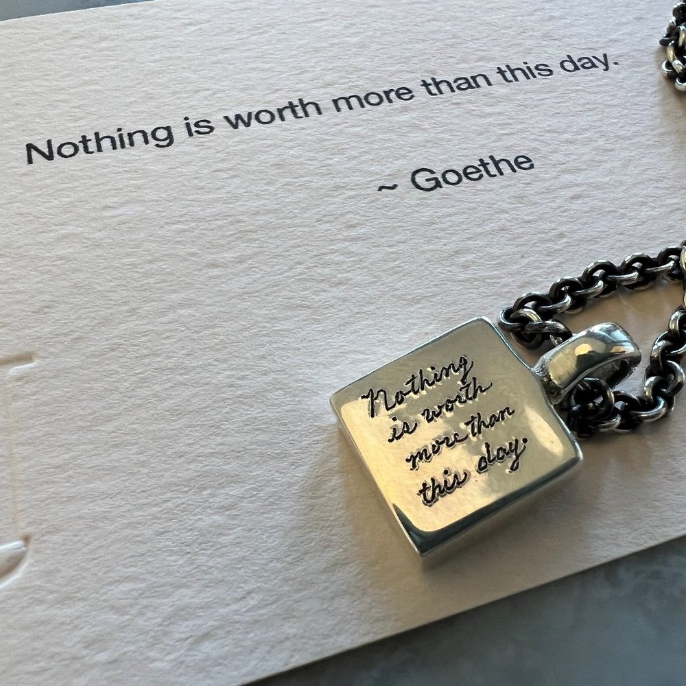 Jeanine Payer Hand Engraved Necklace - Goethe Quote - 18" Medium Chain